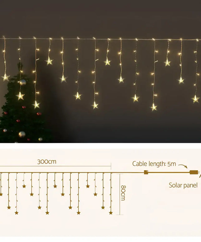 Star-shaped solar-powered string lights from Jingle Jollys for festive decoration