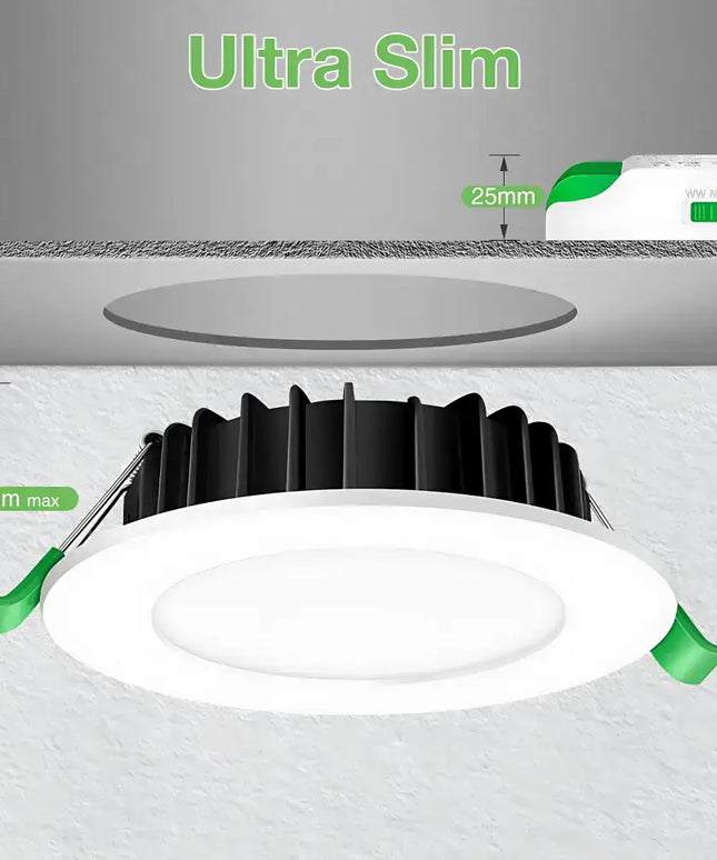 White mini LED downlight 10W, dimmable and tri-colour, Titan-style alternative
