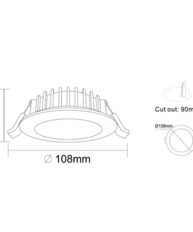 13W Tri-Colour Dimmable LED Downlight | 90mm Cut Out | Kakadu Pro