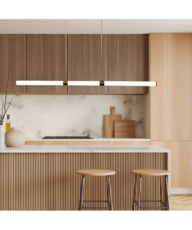 Kallita Satin Brass Tri-Colour Dimmable Linear LED Pendant