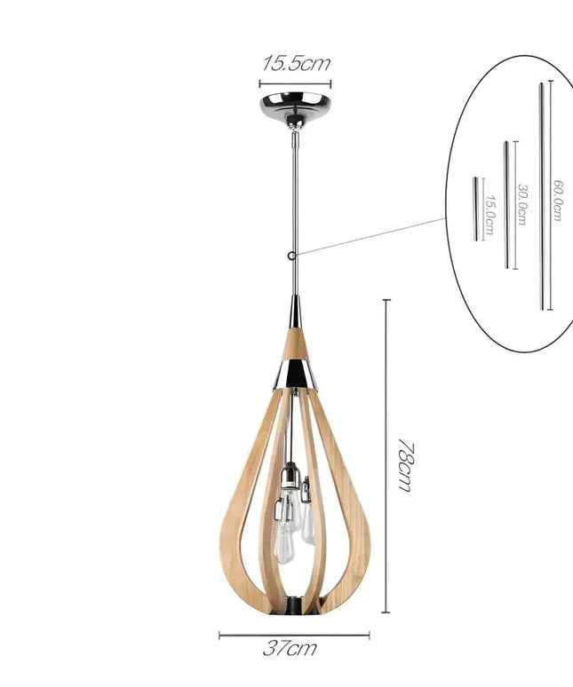 Karu – 3-Light Timber Pendant Light | Natural Oak