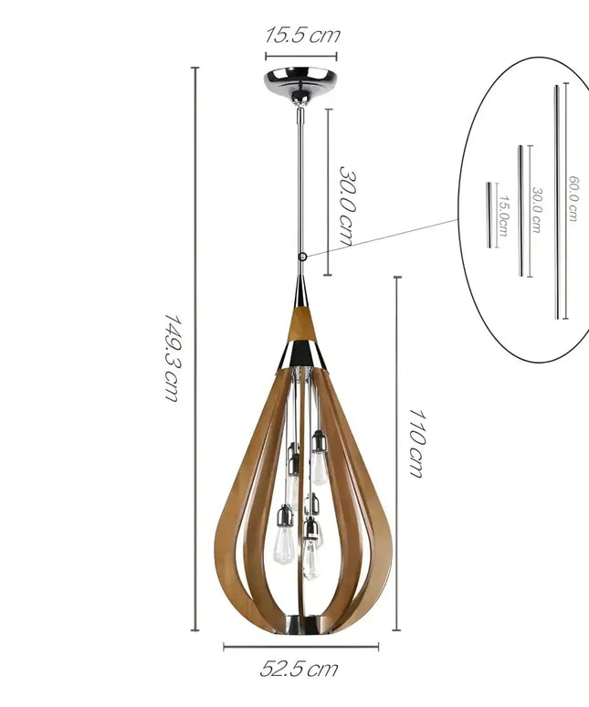 Karu – 6-Light Timber Pendant Light | Golden Oak