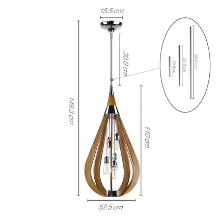 Karu – 6-Light Timber Pendant Light | Golden Oak