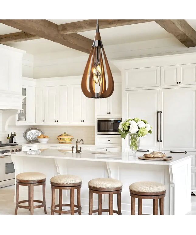 Karu – 6-Light Timber Pendant Light | Golden Oak