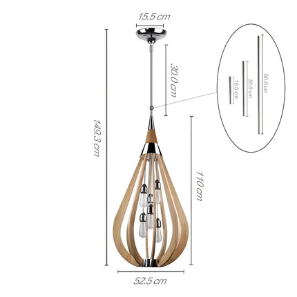 Karu – 6-Light Timber Pendant Light | Natural Oak