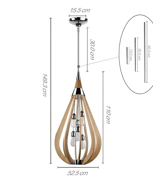 Karu – 6-Light Timber Pendant Light | Natural Oak