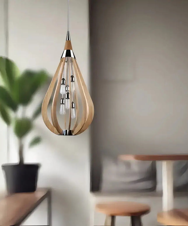 Karu – 6-Light Timber Pendant Light | Natural Oak