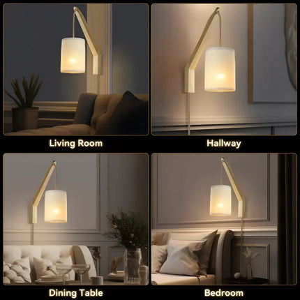 Wall-mounted Kya Wall Light with cylindrical shade illuminating modern interior decor