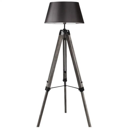 LARGE TRIPOD FLOOR LAMP Linen Shade Modern Light Retro Vintage Wooden - Home & Garden > Lighting