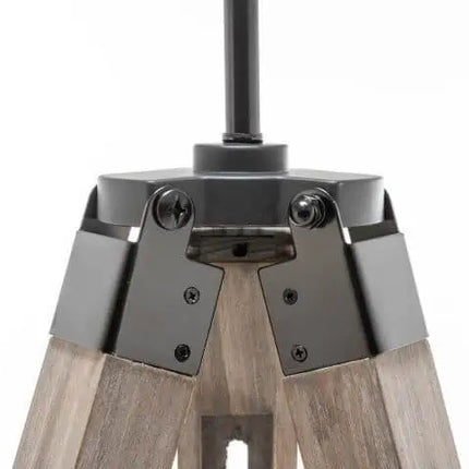LARGE TRIPOD FLOOR LAMP Linen Shade Modern Light Retro Vintage Wooden - Home & Garden > Lighting