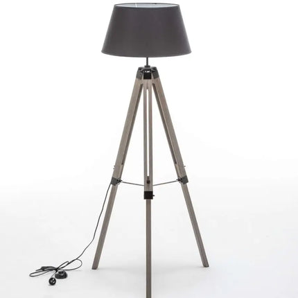 LARGE TRIPOD FLOOR LAMP Linen Shade Modern Light Retro Vintage Wooden - Home & Garden > Lighting