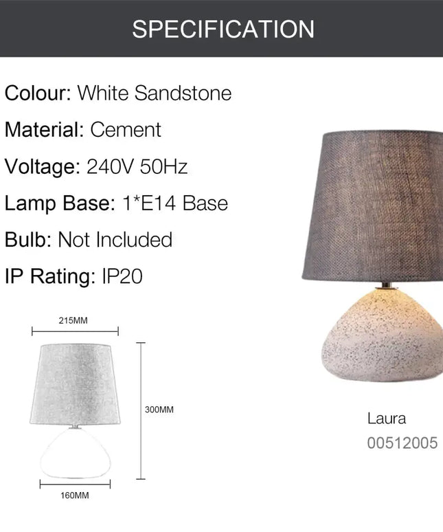 LAURA Stylish Concrete Modern Table Lamp E14 lamp Base-Table Light-Dropli