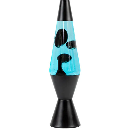 Lava Lamp Diamond Motion – Blue Black with a sleek matte black base and flowing black lava.