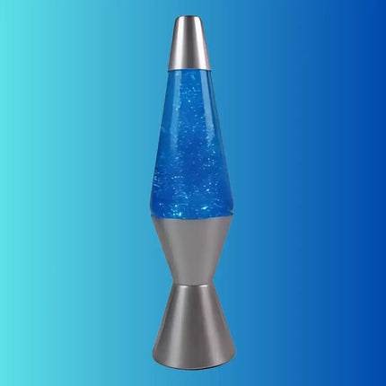 Sparkling Lava Lamp in Motion – Blue glitter swirling inside liquid for a dazzling effect.