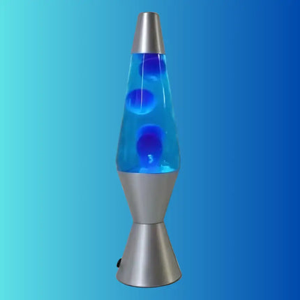 Soothing Blue Lava Lamp in Motion – Blue wax flowing inside deep blue liquid for a mesmerizing effect.