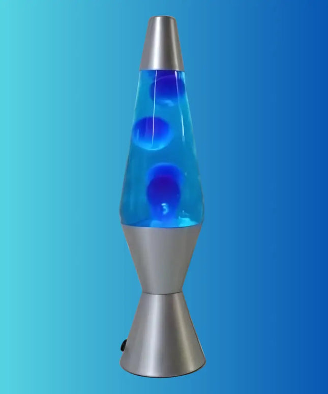 Soothing Blue Lava Lamp in Motion – Blue wax flowing inside deep blue liquid for a mesmerizing effect.