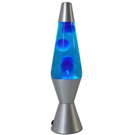 Blue Lava Lamp – A retro motion lamp with blue wax and a silver base.