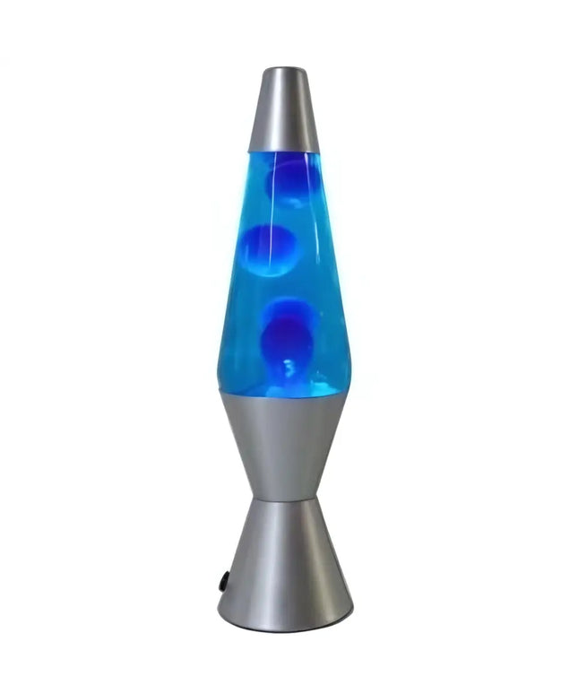 Blue Lava Lamp – A retro motion lamp with blue wax and a silver base.