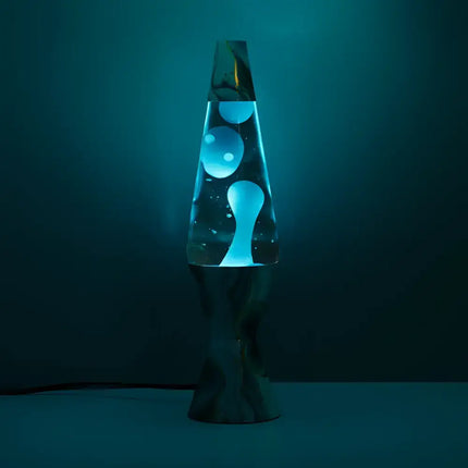 Lava Lamp Diamond Motion – Blue Marble with a sleek blue marble base and flowing blue lava.