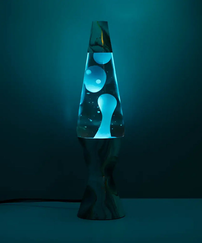 Lava Lamp Diamond Motion – Blue Marble with a sleek blue marble base and flowing blue lava.