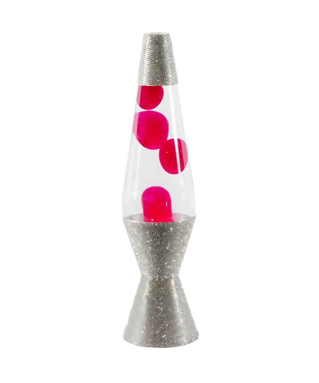 Pink Disco Glam Lava Lamp with a shimmering pink finish