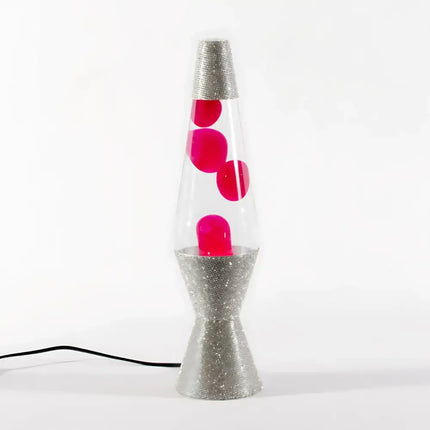 Retro Glam Lava Lamp with a sparkling pink metallic casing