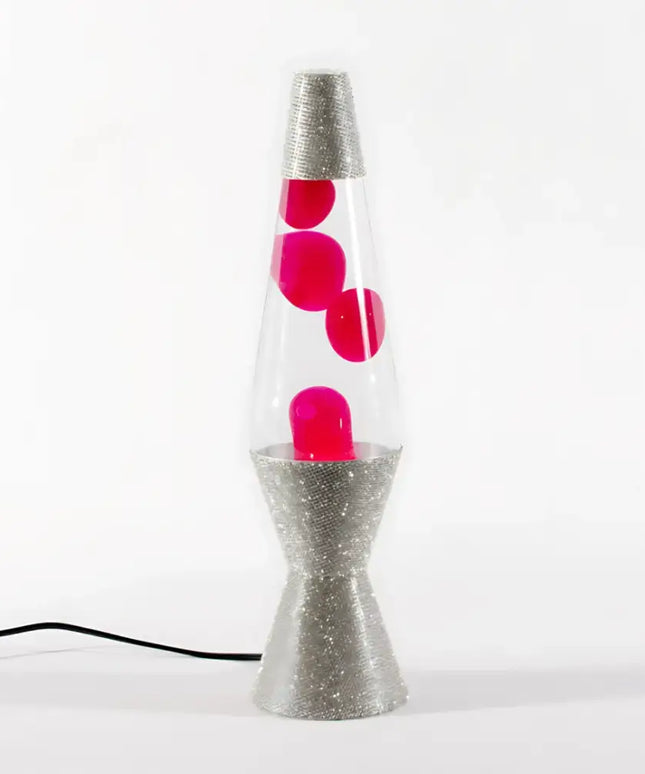Retro Glam Lava Lamp with a sparkling pink metallic casing