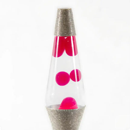 Diamond-Shaped Motion Lamp with vibrant pink liquid and dazzling lava effects.