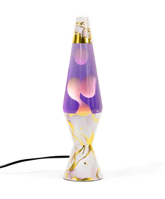 Retro-Inspired Motion Lamp with a stylish pink marble finish.