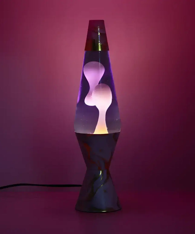 Lava Lamp Diamond Motion – Pink Marble with a sleek pink marble base