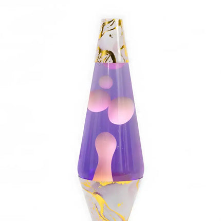 Edgy Diamond-Shaped Lava Lamp with purple liquid