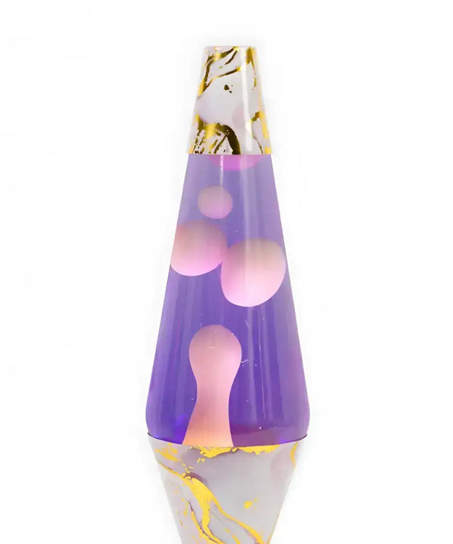 Edgy Diamond-Shaped Lava Lamp with purple liquid