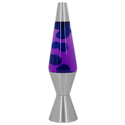 Purple and Blue Lava Lamp – A retro motion lamp with deep purple wax and a silver base.
