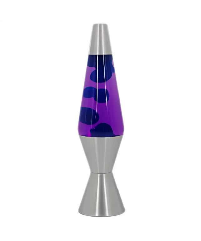 Purple and Blue Lava Lamp – A retro motion lamp with deep purple wax and a silver base.