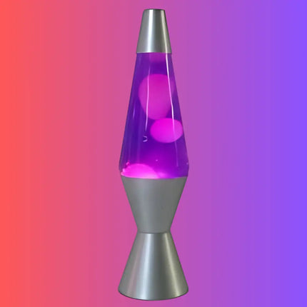 Soothing Lava Lamp in Motion – Purple wax flowing inside white liquid for a mesmerizing effect.