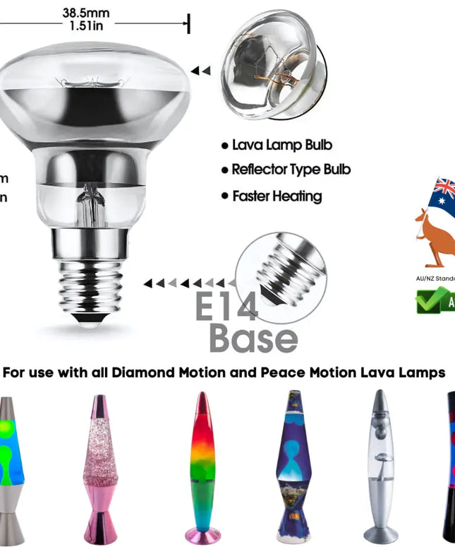 Lava Lamp Replacement Bulb – 5 Pack E14 R39 30W Reflector Bulbs - Lava Lamp