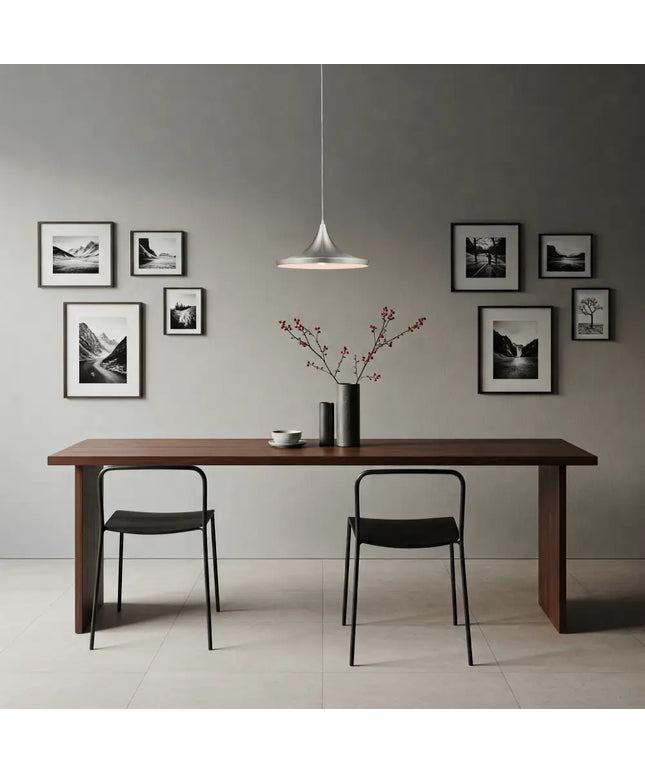 Laya-360 Modern Metal Pendant Light — E27, 360mm Shade | Brushed Nickel