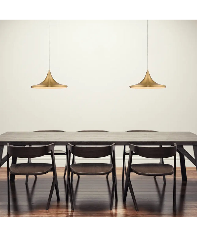 Laya-460 Modern Metal Pendant Light — E27, 460mm Shade | Brushed Brass