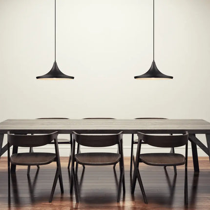 Laya-460 Modern Metal Pendant Light — E27, 460mm Shade | Matt Black