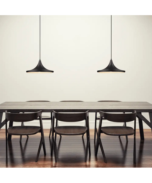 Laya-460 Modern Metal Pendant Light — E27, 460mm Shade | Matt Black