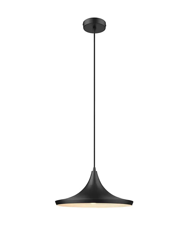 Laya-460 Modern Metal Pendant Light — E27, 460mm Shade | Matt Black