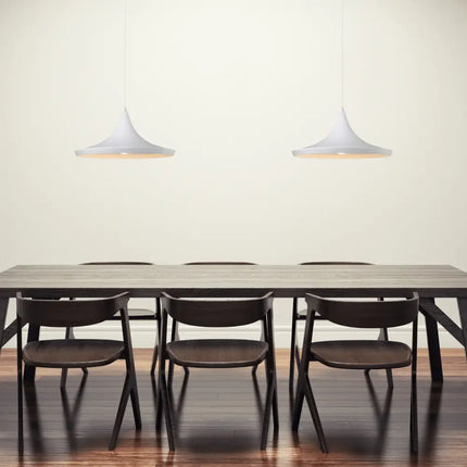 Laya-460 Modern Metal Pendant Light — E27, 460mm Shade | Satin White