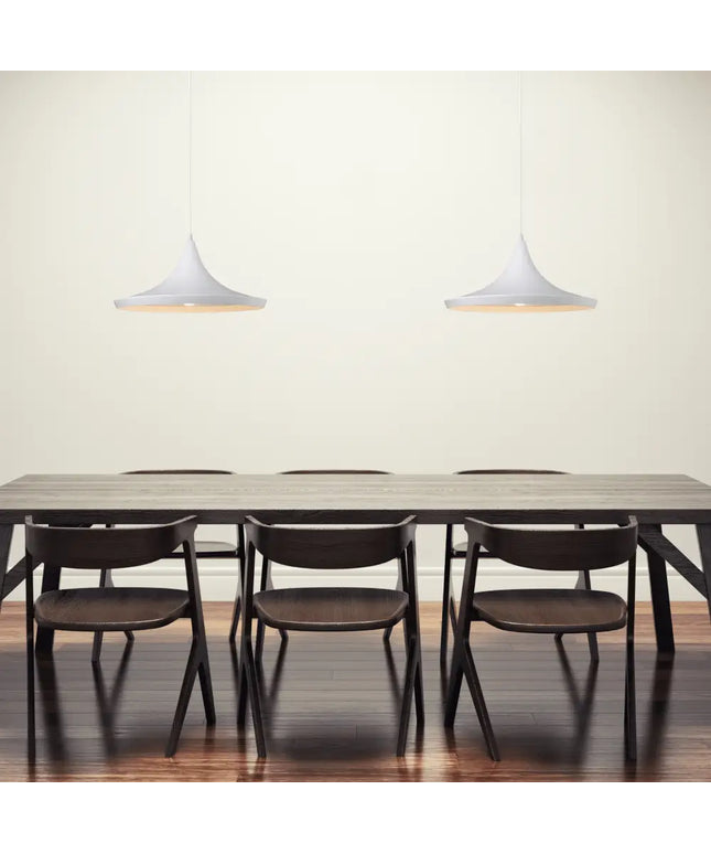 Laya-460 Modern Metal Pendant Light — E27, 460mm Shade | Satin White