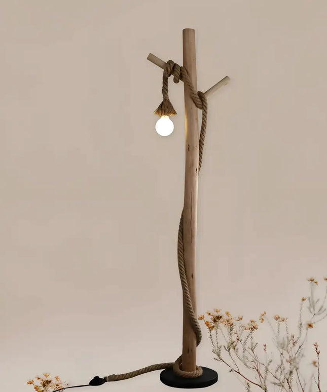 Lea 1 Light Floor Lamp Black & Natural - LL-27-0187-Floor Lamps-Lexi Lighting