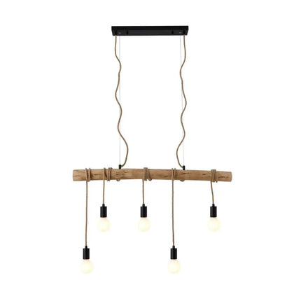 Lea 5 Light Pendant Black & Natural - LL002PL094-Island Pendant Lights-Lexi Lighting