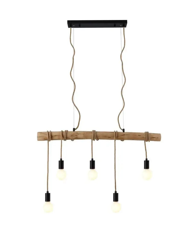 Lea 5 Light Pendant Black & Natural - LL002PL094-Island Pendant Lights-Lexi Lighting