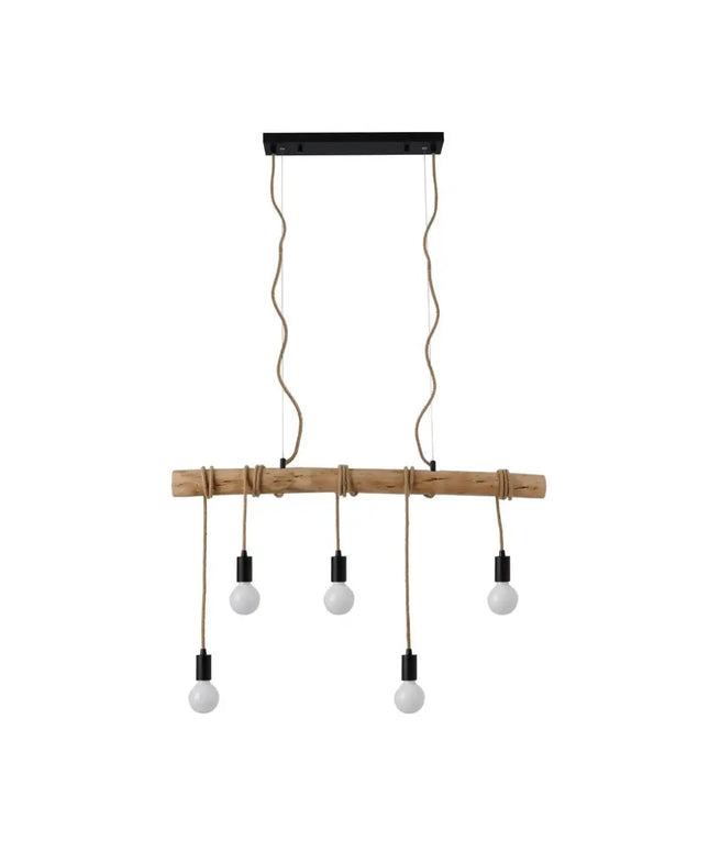 Lea 5 Light Pendant Black & Natural - LL002PL094-Island Pendant Lights-Lexi Lighting