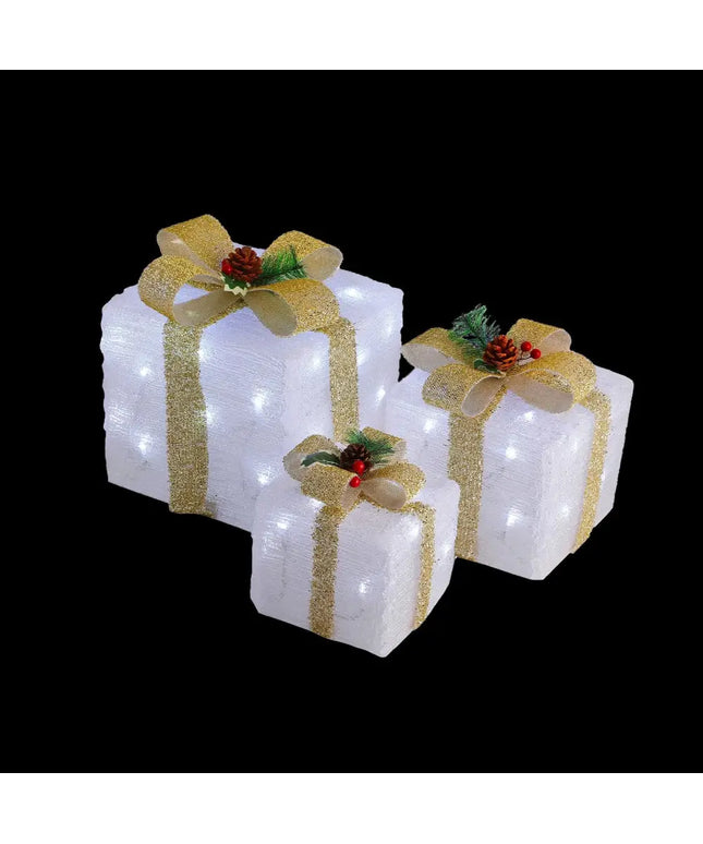 LED Acrylic Gift Box Set - Champagne- Plug In - 3 pcs in a set-Christmas Figure-Lexi Lighting