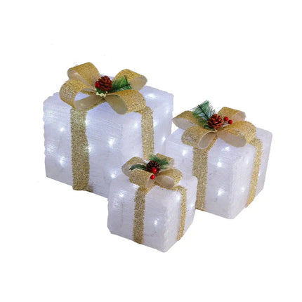 LED Acrylic Gift Box Set - Champagne- Plug In - 3 pcs in a set-Christmas Figure-Lexi Lighting