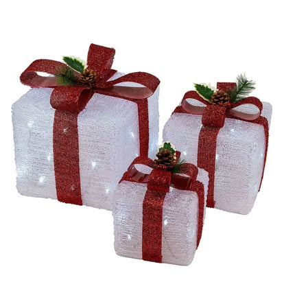 LED Acrylic Gift Box Set - Plug In - 3 pcs in a set-Christmas Figure-Lexi Lighting